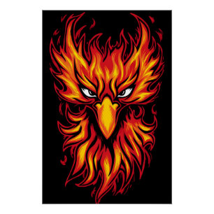 Phoenix Bird met Fiery Flames Grafisch Kunstontwer Perfect Poster