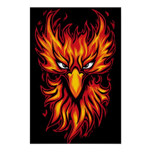 Phoenix Bird met Fiery Flames Grafisch Kunstontwer Perfect Poster (Voorkant)