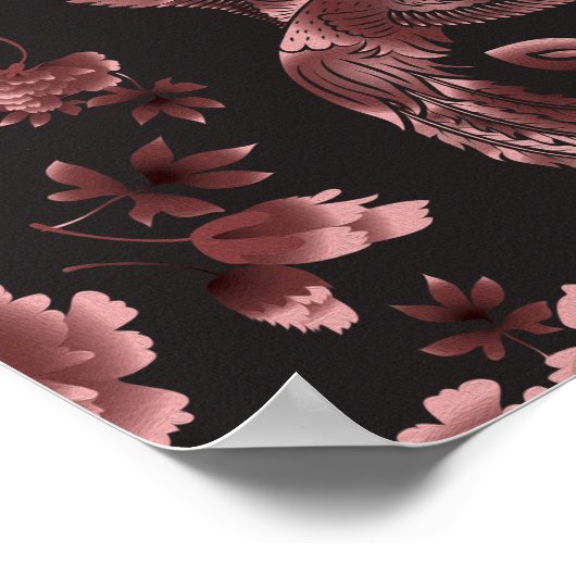 Phoenix Bird met pony-bloemen Poster (Hoek)