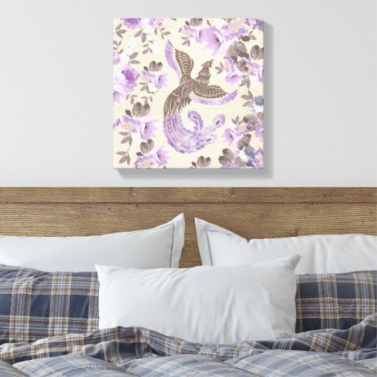 Phoenix Bird met waterverf Canvas Afdruk (Insitu (Slaapkamer))