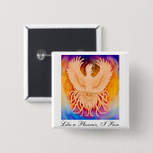 Phoenix Bird Pin Vierkante Button 5,1 Cm (Voorkant /achterkant)