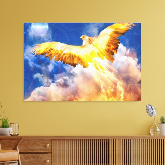 Phoenix Bird RISE BOVEN JE TROUBLES Canvas Afdruk (Insitu (Woonkamer))