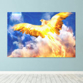 Phoenix Bird RISE BOVEN JE TROUBLES Canvas Afdruk (Insitu (Houten vloer))