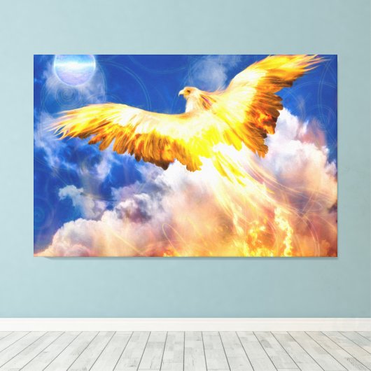 Phoenix Bird RISE BOVEN JE TROUBLES Canvas Afdruk (Insitu (Houten vloer))