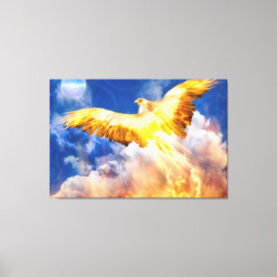 Phoenix Bird RISE BOVEN JE TROUBLES Canvas Afdruk