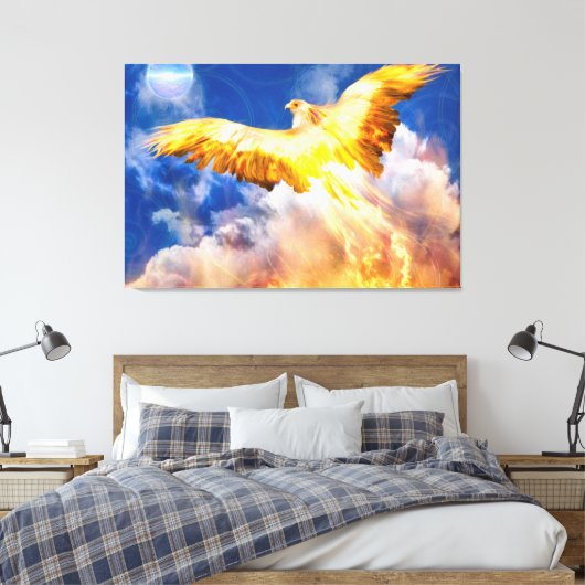 Phoenix Bird RISE BOVEN JE TROUBLES Canvas Afdruk (Insitu (Slaapkamer))