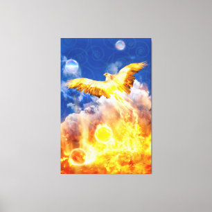 Phoenix Bird RISE BOVEN JE TROUBLES Canvas Afdruk
