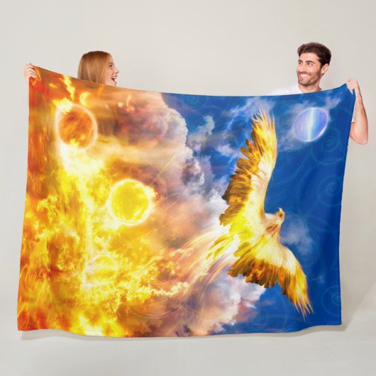 Phoenix Bird RISE BOVEN JE TROUBLES Fleece Deken (In situ)