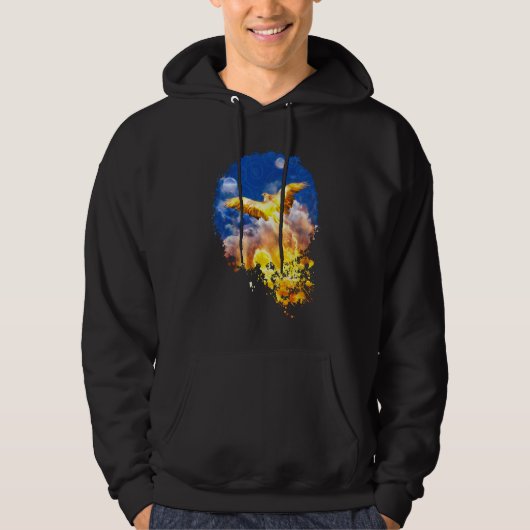 Phoenix Bird RISE BOVEN JE TROUBLES Hoodie (Voorkant)