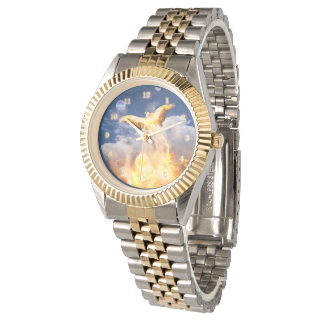 Phoenix Bird RISE BOVEN JE TROUBLES Horloge (Gekanteld)