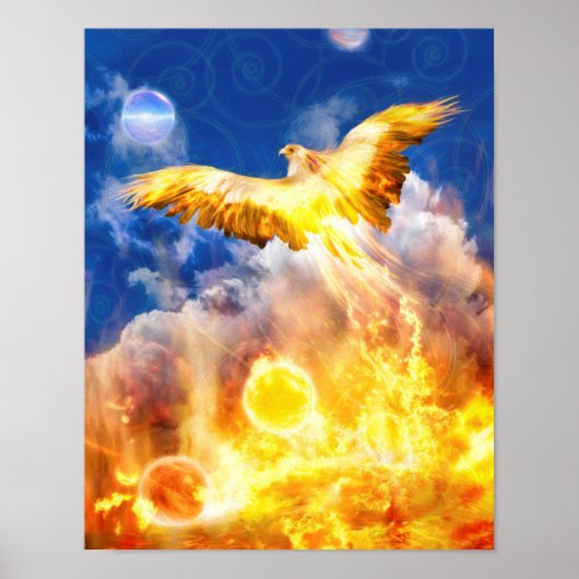 Phoenix Bird RISE BOVEN JE TROUBLES Poster (Voorkant)