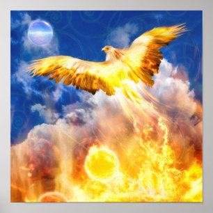 Phoenix Bird RISE BOVEN JE TROUBLES Poster