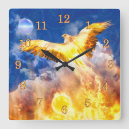 Phoenix Bird RISE BOVEN JE TROUBLES Vierkante Klok