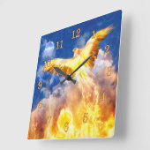 Phoenix Bird RISE BOVEN JE TROUBLES Vierkante Klok (Hoek)
