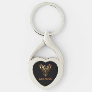 Phoenix Bird Rise Opnieuw verdraaid hartkeychain Sleutelhanger