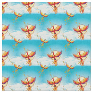 Phoenix Bird Rising kleine lettertjes Stof