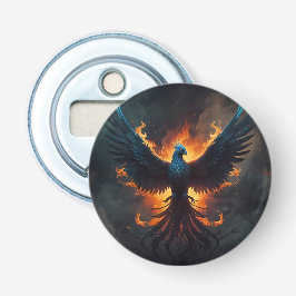 Phoenix Bird Rising met vlammen Button Flesopener