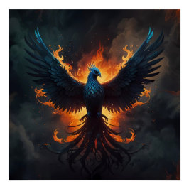 Phoenix Bird Rising met vlammen Perfect Poster