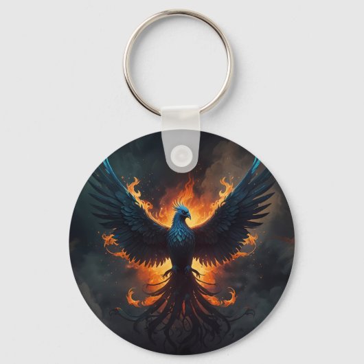 Phoenix Bird Rising met vlammen Sleutelhanger (Voorkant)