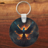 Phoenix Bird Rising met vlammen Sleutelhanger (Achterkant)