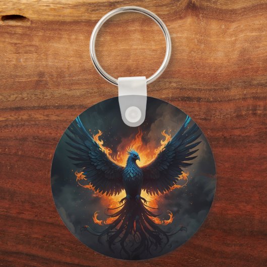 Phoenix Bird Rising met vlammen Sleutelhanger (Voorkant)