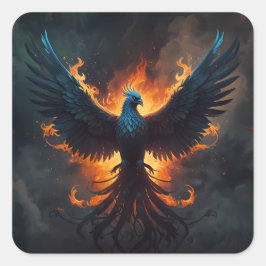 Phoenix Bird Rising met vlammen Vierkante Sticker
