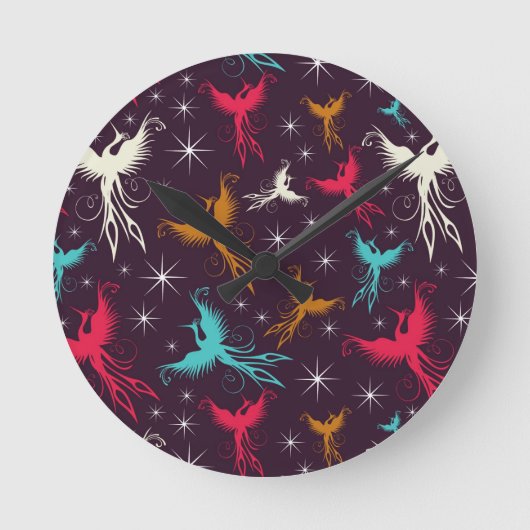Phoenix Birds Figure Pattern Ronde Klok (Voorkant)
