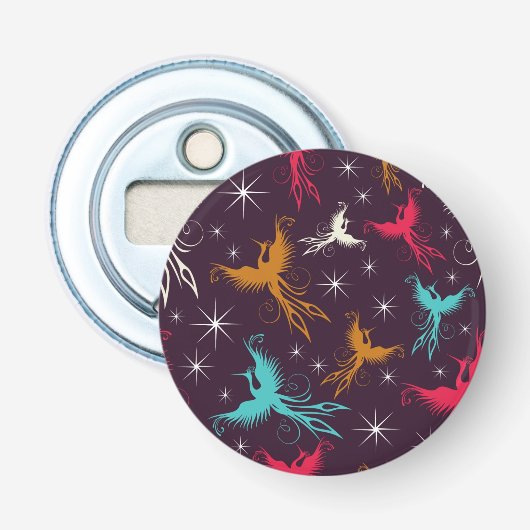 Phoenix Birds Figuur Patroon Button Flesopener (Voorkant)