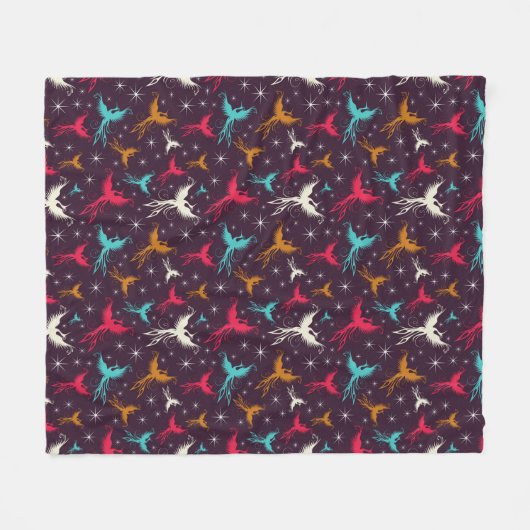 Phoenix Birds Figuur Patroon Fleece Deken (Voorkant (Horizontaal))