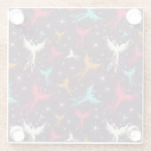 Phoenix Birds Figuur Patroon Glazen Onderzetter (Achterkant)