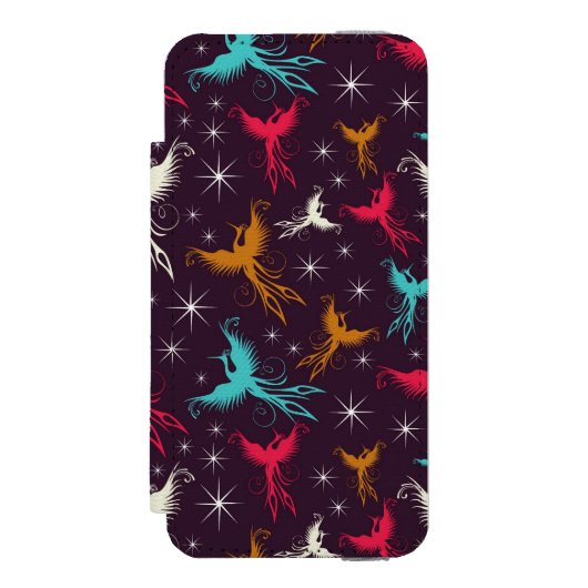 Phoenix Birds Figuur Patroon Incipio iPhone Portemonnee Hoesje (Voorkant Agenda)
