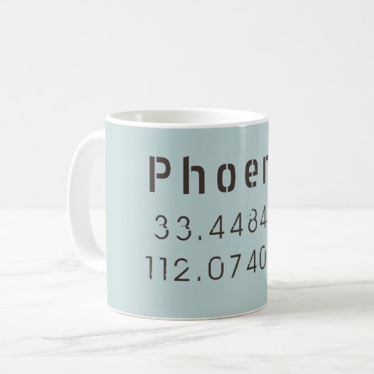 Phoenix Breedtegraad Lengtegraad Koffiemok (Voorkant links)