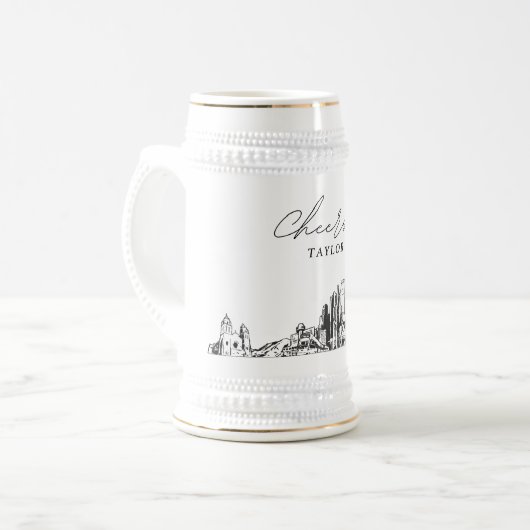 Phoenix Bridal Party Gift Skyline gepersonaliseerd Bierpul (Voorkant links)