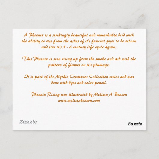 Phoenix Briefkaart (Achterkant)