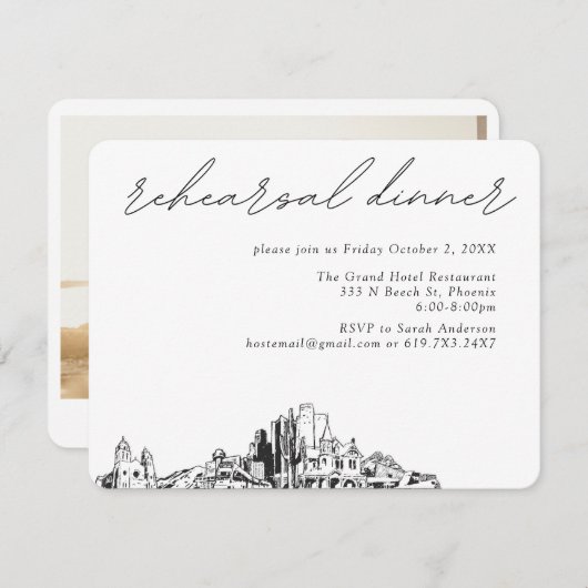 Phoenix bruiloft elegante repetitie diner informatiekaartje (Voorkant / Achterkant)