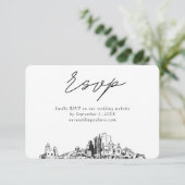 Phoenix Bruiloft Minimalistische Schets RSVP Informatiekaartje (Staand voorkant)