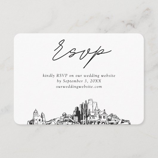 Phoenix Bruiloft Minimalistische Schets RSVP Informatiekaartje (Voorkant)