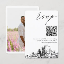 Phoenix Bruiloft Moderne RSVP QR Code Informatiekaartje
