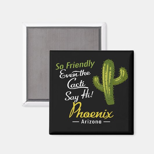 Phoenix Cactus Funny Retro Magneet (Voorkant / Achterkant)