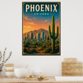 Phoenix Camelback Mountain Woestijn Poster (Keuken)