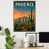 Phoenix Camelback Mountain Woestijn Poster (Thuiskantoor)