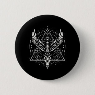 Phoenix Derde Ogen Heilige Geometrie Spirituele Ge Ronde Button 5,7 Cm