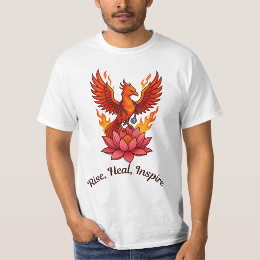 Phoenix Doctor Healing Lotus - Rise, Heal, Inspire T-shirt (Voorkant)