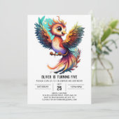 Phoenix Dreams Whimsical Waterverf Verjaardag Kaart (Staand voorkant)