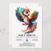 Phoenix Dreams Whimsical Waterverf Verjaardag Kaart (Voorkant / Achterkant)