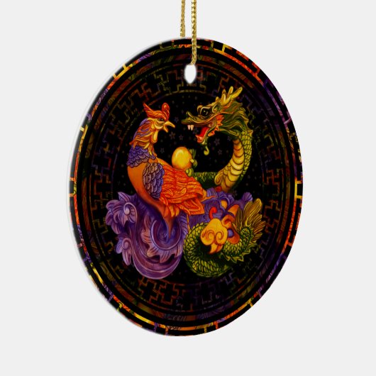 Phoenix en Dragon - in kleur Keramisch Ornament (Rechts)