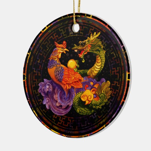 Phoenix en Dragon - in kleur Keramisch Ornament (Links)