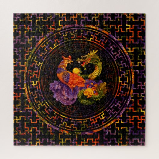 Phoenix en Dragon - in kleur Legpuzzel (Verticaal)