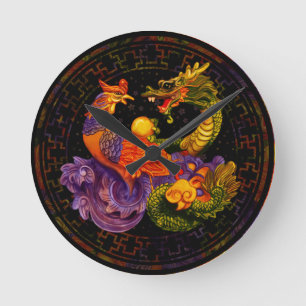 Phoenix en Dragon - in kleur Ronde Klok