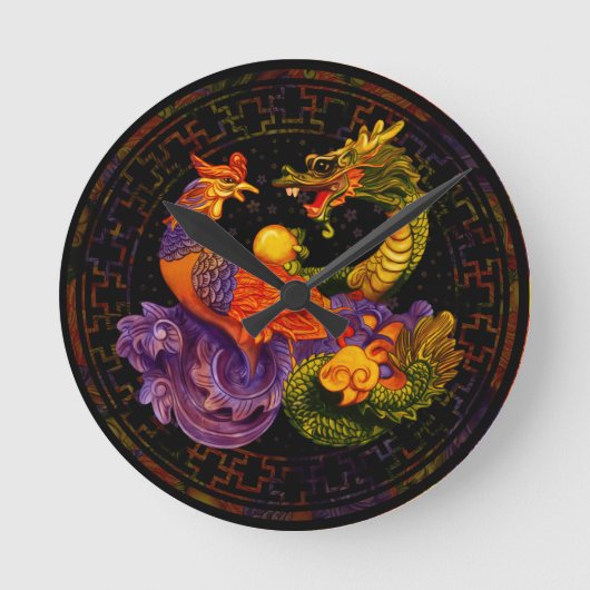 Phoenix en Dragon - in kleur Ronde Klok (Voorkant)